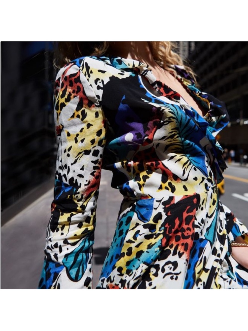 The Kooples Sport Summer in Honolulu Tropical Animal Print Ruffle Wrap Dress, 2 - Picture 3 of 15